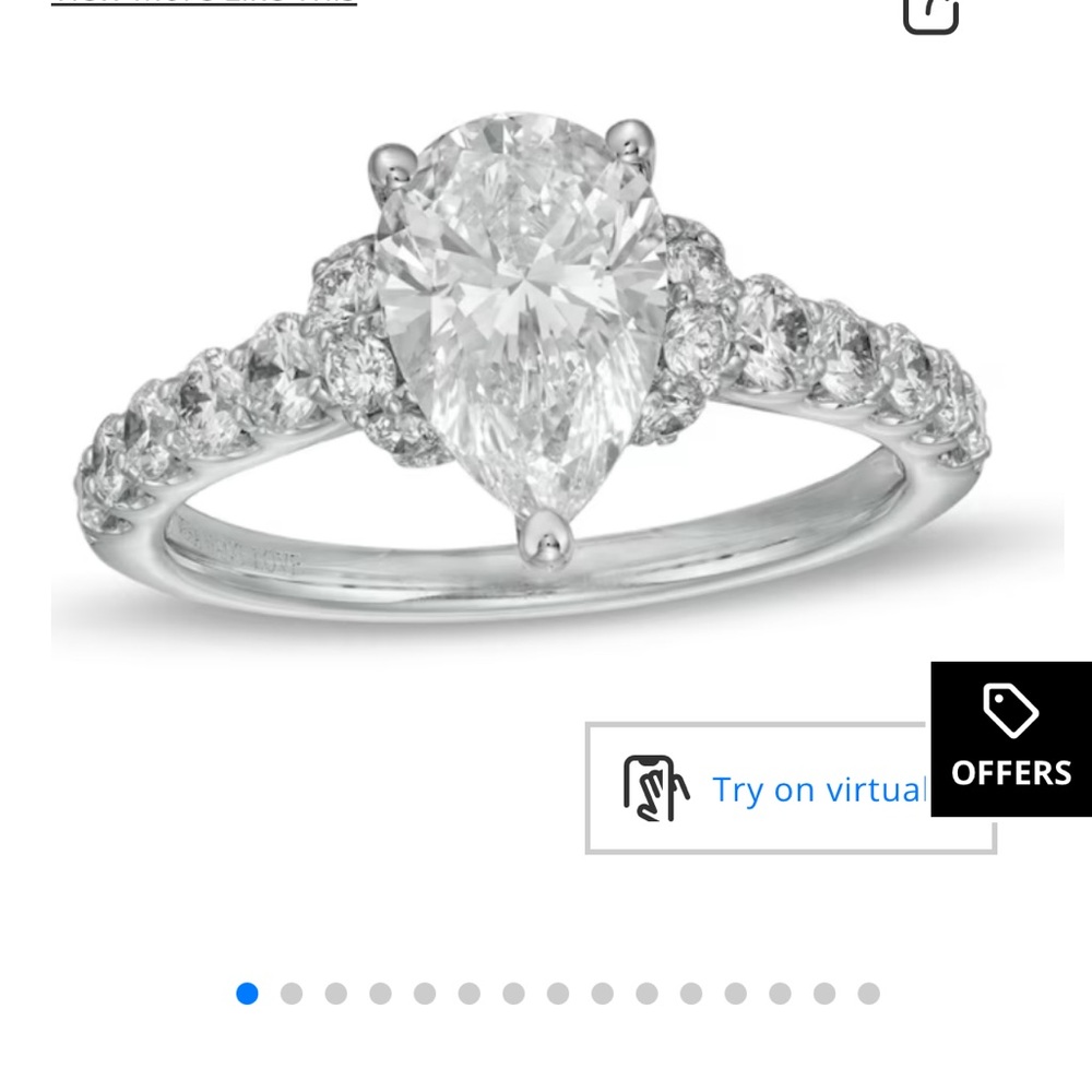 Vera Wang Love 2.25 CT Pear Shape Engagement Ring | IGI Certified | Size 5